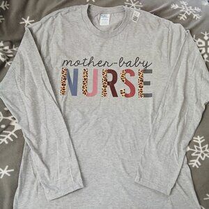 Mother-Baby Nurse Cheetah Print Long Sleeve Shirt